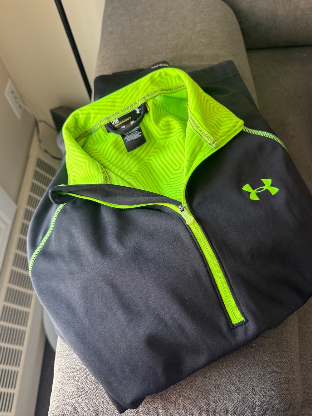 Under Armour Kids' Black Jacket with Neon Green Accents